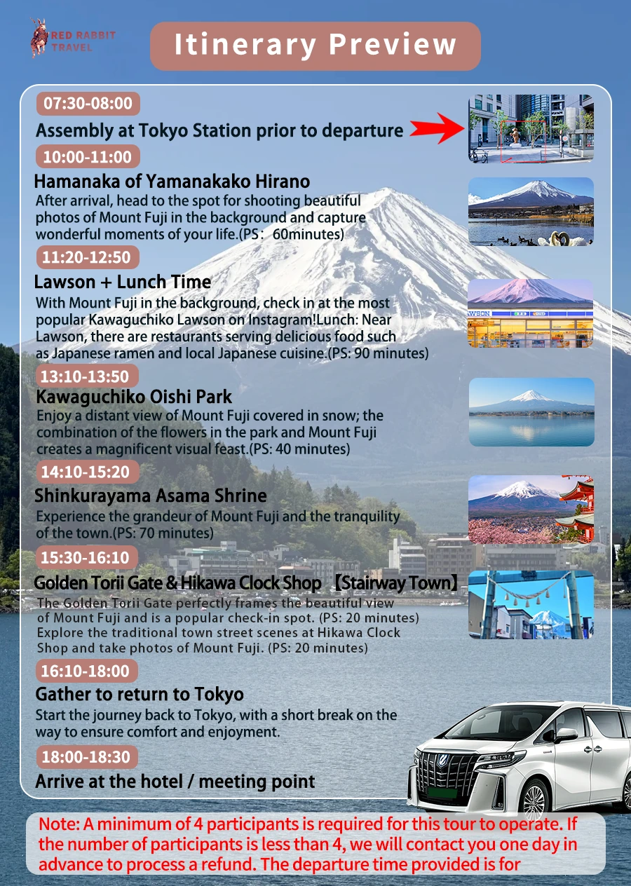 Mt. Fuji day tour itinerary preview